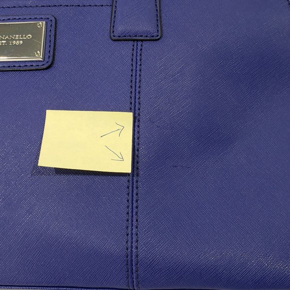 Tignanello Gorgeous Dark Blue Leather Handbag Satchel, Classic Shape and Color - Picture 8 of 13